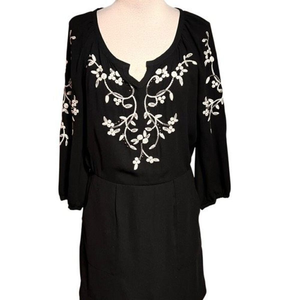 Nanette Lepore Black White Embroidered Mini Dress Size 0